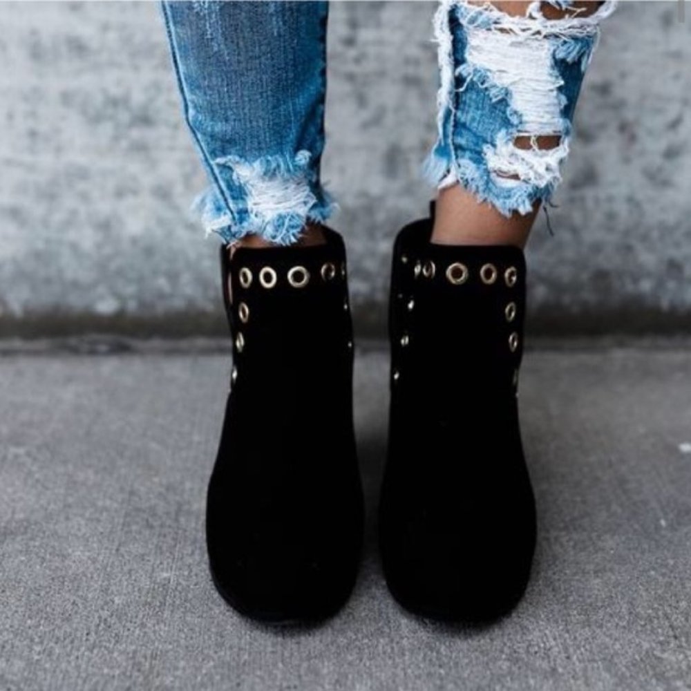 Suede Grommet Booties